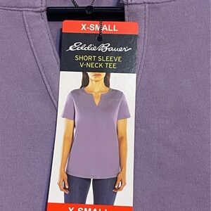 NWT Eddie Bauer Women's Lavender Short Sleeve Cotton Tee X- Small Lavender/Dusk